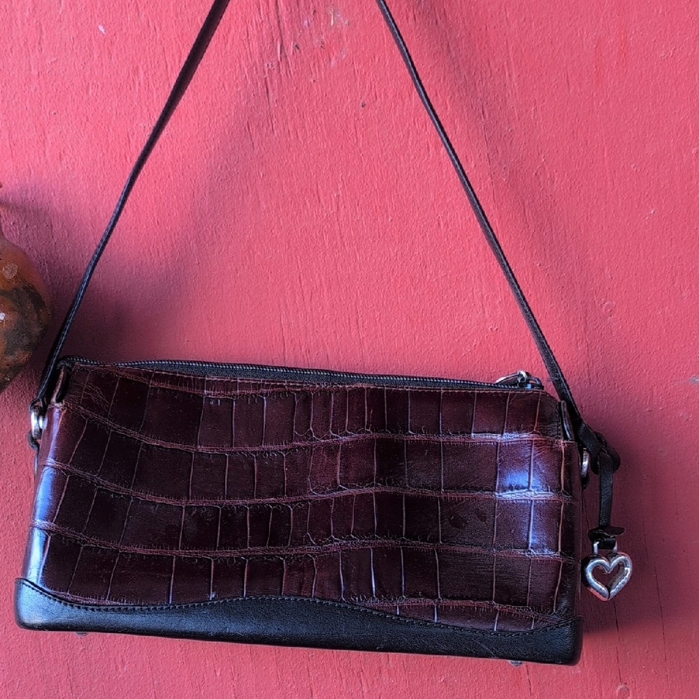Brighton Brown Crocodile-Embossed Clutch